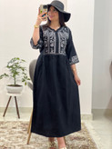 پیراهن لینن چاپی قواره دار